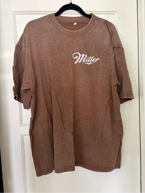 Milled Logo Short-Sleeve Crewneck T-Shirt — Brown